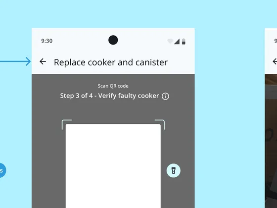 Step 4, Verify faulty cooker and canister: the screens and every failure path, at full size.